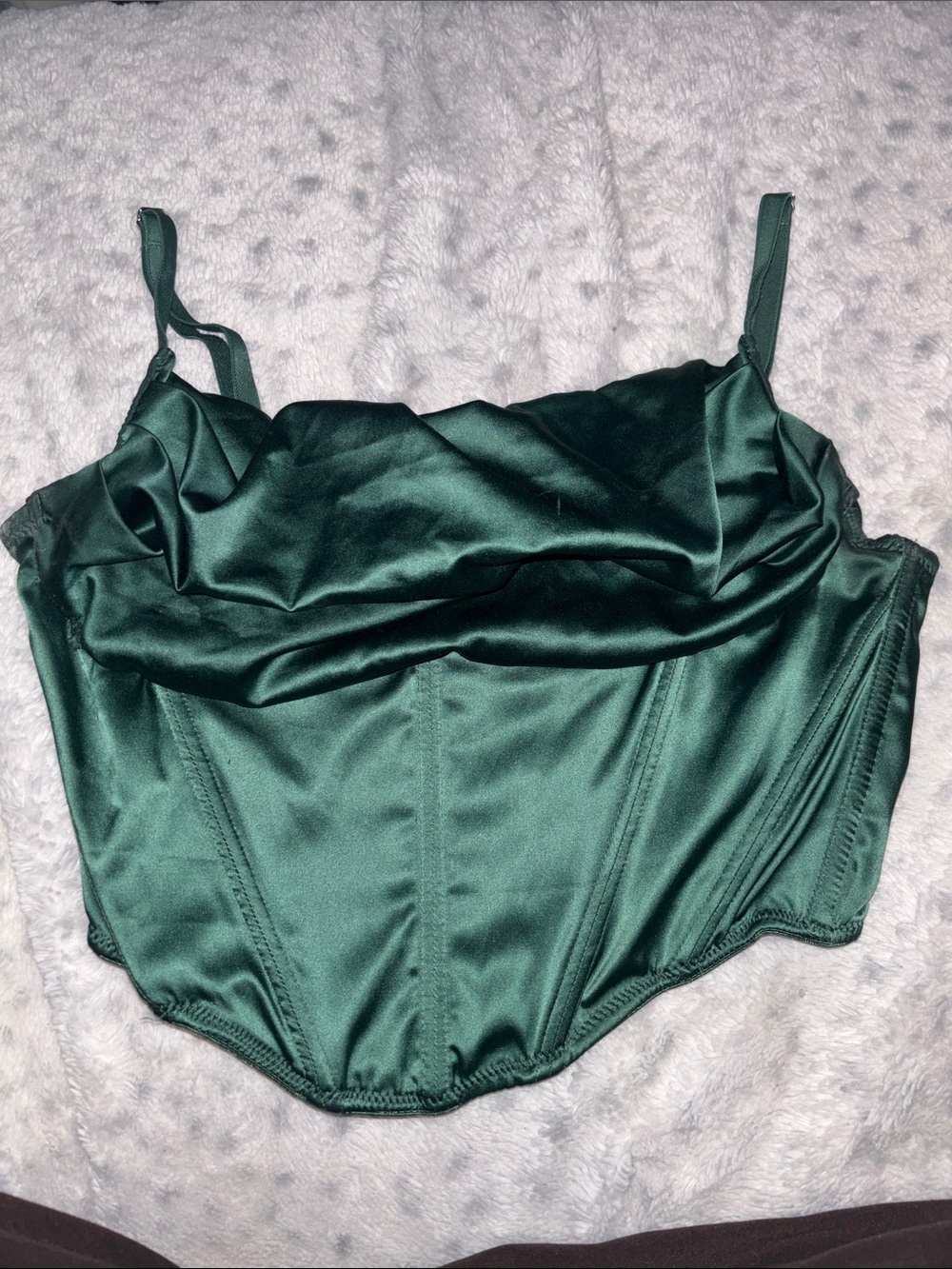 Urban Outfitters Dark Green Satin Spaghetti Strap Top